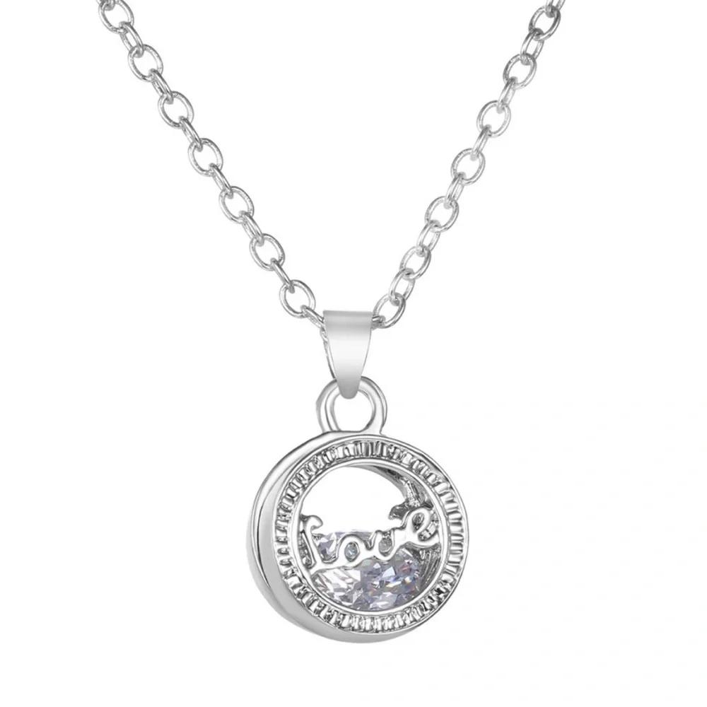 Swarovski Crystal Love Pendant Necklace Rhodium
